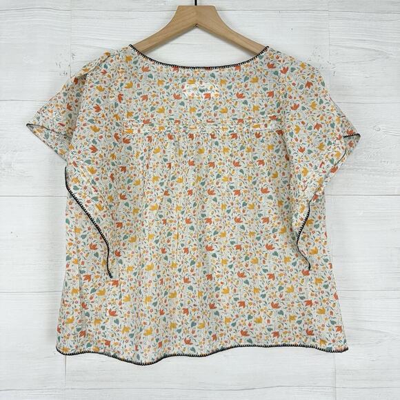 The Great Flounce Top Women M Whip Stitch Floral Ruffle Sleeve Cottage Boho $295 - Picture 7 of 16